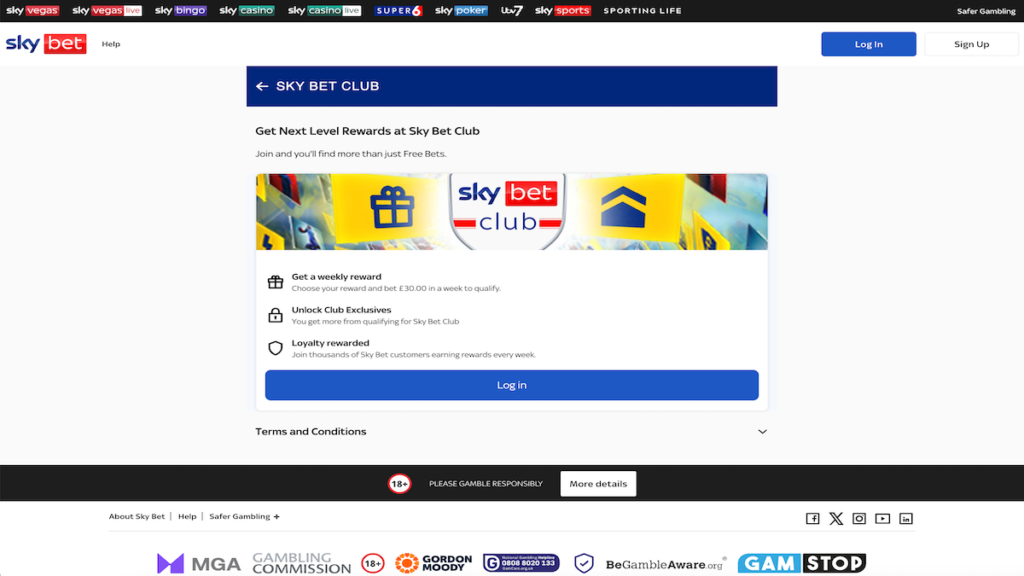 sky bet club