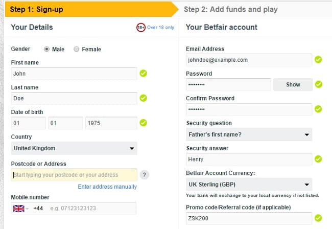 register for a betfair account