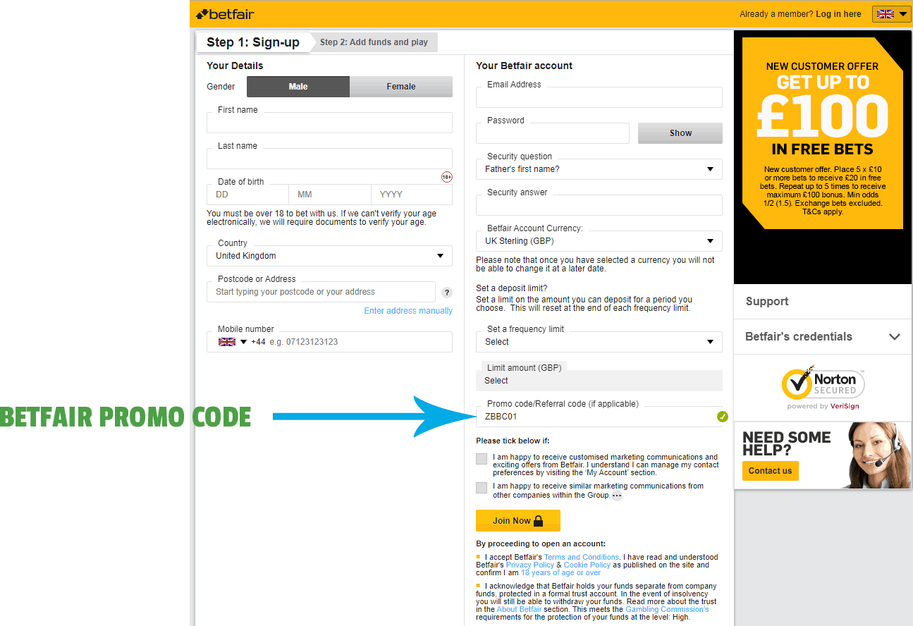 betfair promo code