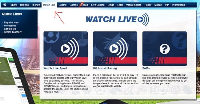 how to access live streaming at Betfred