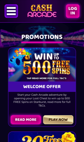 cash arcade promotions