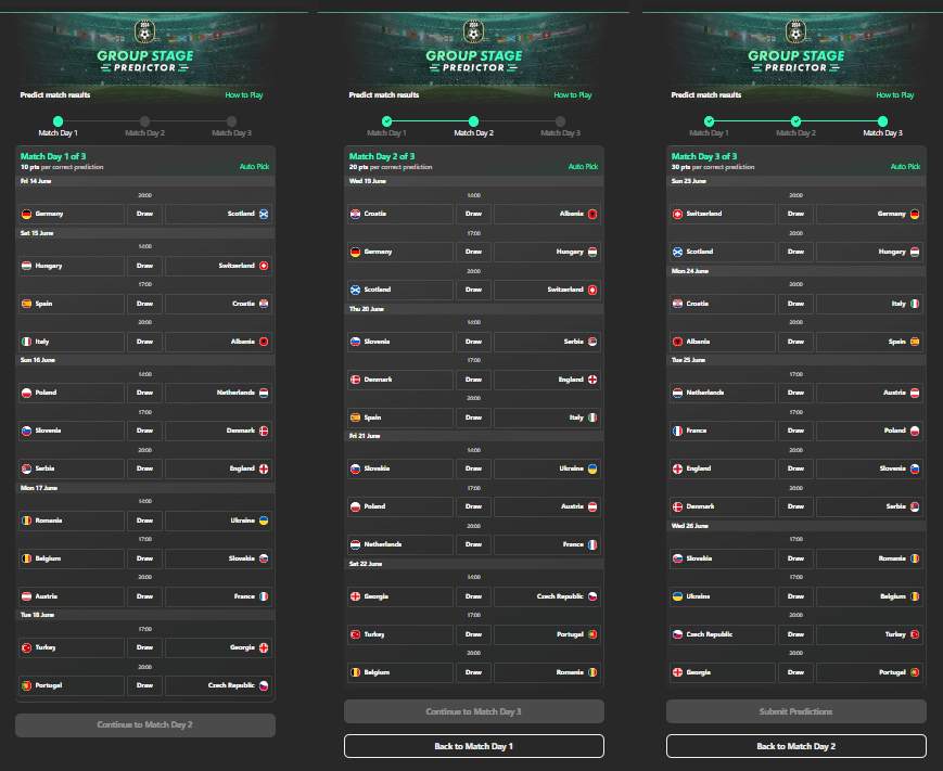 Bet365 Euro 2024 Group Stage Predictor